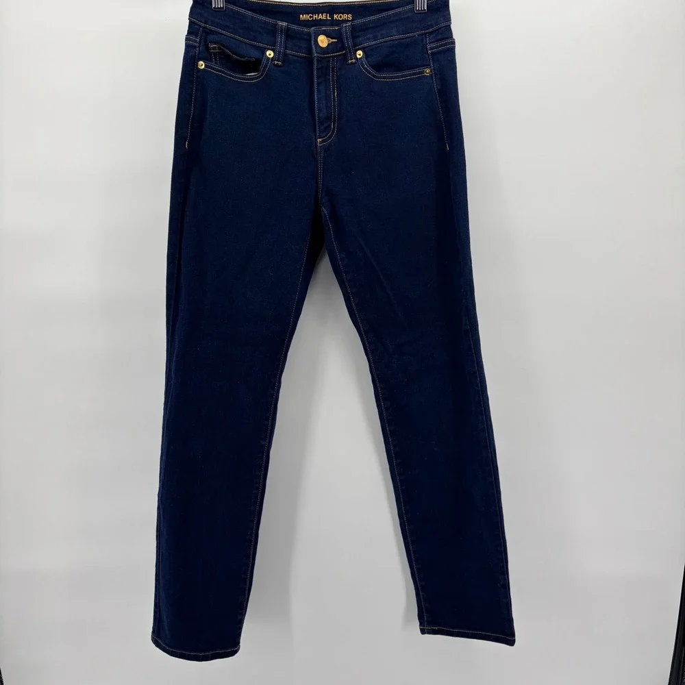 Michael Kors Dillon Relaxed Jeans Size 2 Dark Wash Stretch‎ Denim Blue